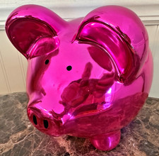 NEON HOT PINK PIGGY BANK PIG