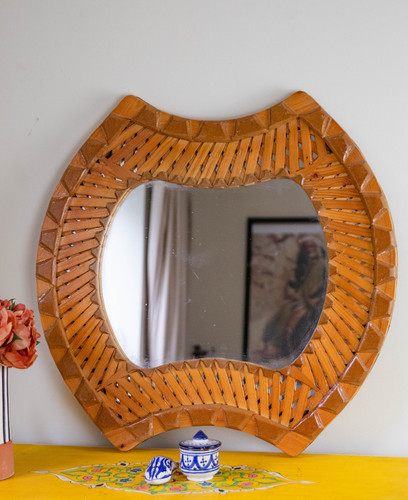 Wooden moroccan mirror - wooden,