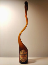 Drunken GUINNESS Beer Bottle Brown Amber Glass Handblown Sculpture