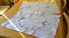 TWO VINTAGE HAND EMBROIDERED    TRAY CLOTHS - CROSS STITCH