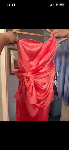 Pink silky strapless 50s - strapless, dress