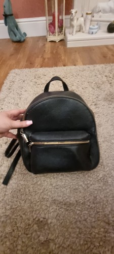 Black faux leather backpack - faux,