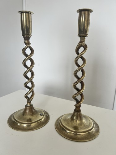 Pair brass candlesticks - brass,