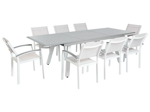Dining set seater metal grey - 8,