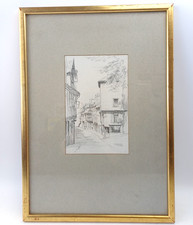 Antique H G Hampton Original Pencil Sketch Norwich (1927) Framed
