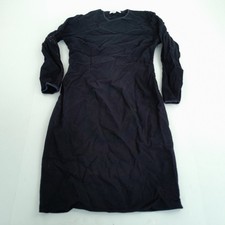 NICOLE FARHI Dress 10 Navy Women's Long Sleeve Wool Blend Bodycon