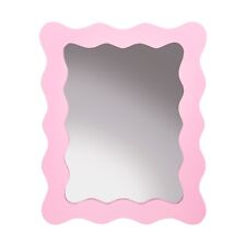 Pink Wavy Mirror Wiggle Border Glass Wall Mirror by Sass & Belle 18 x 22cm