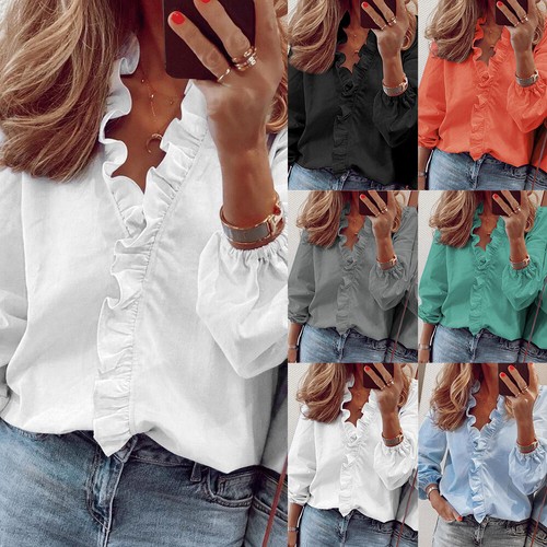 Womens neck ruffle frill - v,