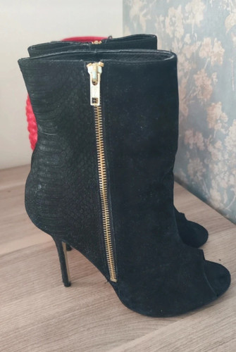 Women black suede - suede, snake