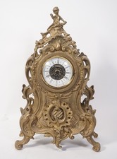 Vintage Solid Old Brass Table Clock Mantel Baroque Style Figurative Decorated
