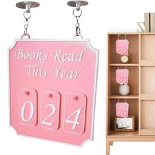Hanging Bookshelf Counter Bookish Decor, Books Read This Year Counter with Card