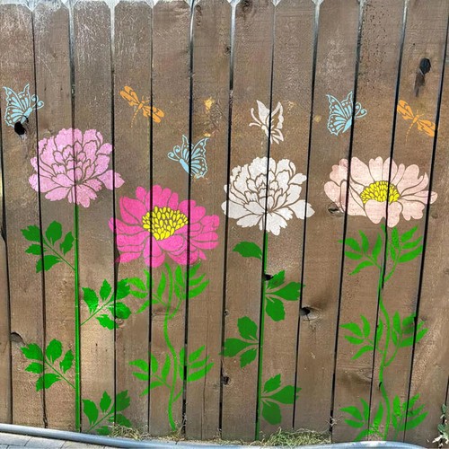 Large flower fence stencils - flower,