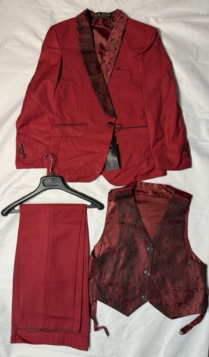 Boys burgundy piece suit - boys, 3