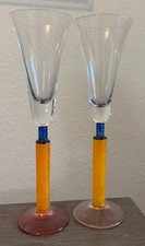 2 Czech Art Glass Champagne
