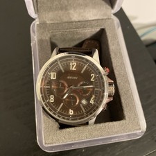 DKNY Men's Watch Designer Cool Face, Leather Strap Used Fashion Accessory boxed