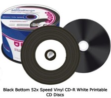 Black Bottom Vinyl CD-R 52x Inkjet White Printable Blank CD Discs Cakebox LOT
