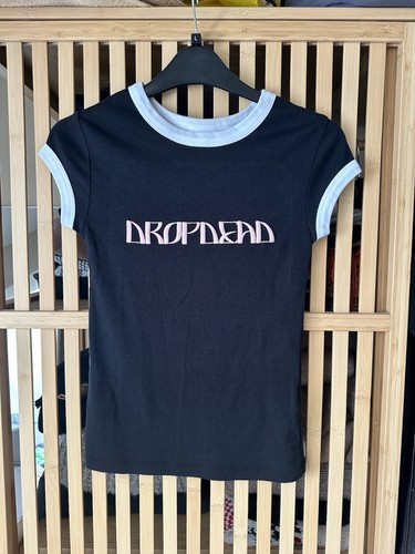 Drop dead black ringer shirt - dead,