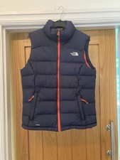 The North Face Gilet Womens Medium Navy/orange Trim 700 Down Body Warmer.