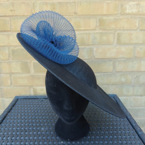 Black navy blue flower wide - blue,