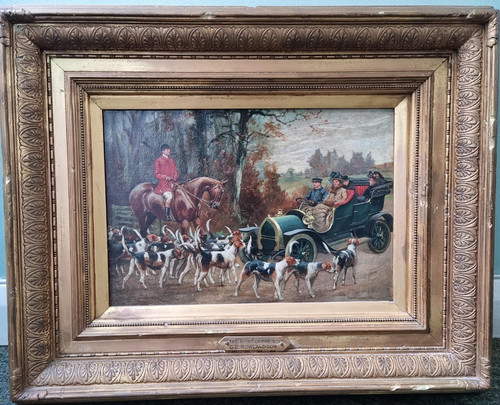 Hunting scene george derville - hunting,
