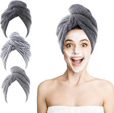 3x Microfibre Hair Towel Wraps