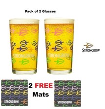 Strongbow Pint Glasses x2 Strongbow Pint Glass New Style Strongbow Colour Glass