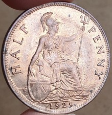 George V 1929 Half Penny Mint State With Lustre