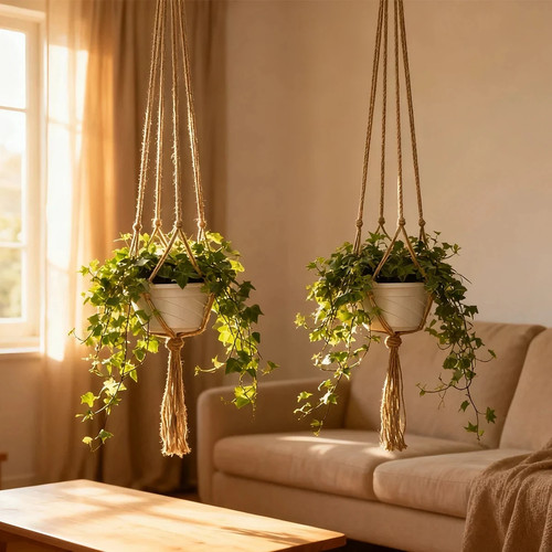 Macrame plant hanger - plant,
