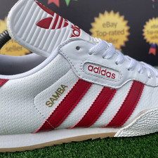 Rare Adidas Originals Samba Super Men,s White,Red Leather Trainers  Size UK 8