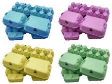 64 - 280  X NEW 1/2 DOZ  4 MIXED COLOURS 'FLAT TOP' EGG BOXES FOR MED-LARGE EGGS