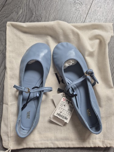 Zara blue leather flat - zara,