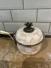 Mackenzie Childs Rosey Check One Quart Enamel Saucepan