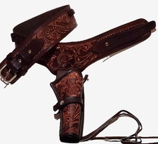 Tooled leather western gun - western,