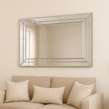Extra Large Venetian Glass Framed Rectangle Bevelled Wall Mirror 120cm x 80cm