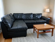 Black Faux Leather Corner Sofa