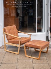 Beech Armchair & Footstool by Peter Hvidt and Orla Mølgaard for France and Søn