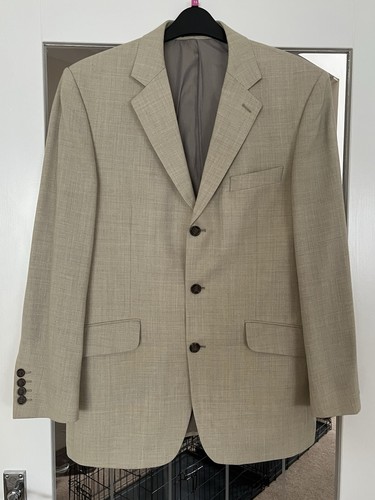 Men beige linen mix suit - mix,
