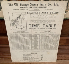The Old Passage Severn Ferry Co. Beachley - Aust Ferry Card Timetable, June 1932