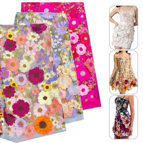 Floral embroidery soft - mesh, 3d