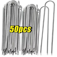 50X Heavy Duty Trampoline U-Shaped Metal Wind Stake Goal Pegs Tent Ground Anchor