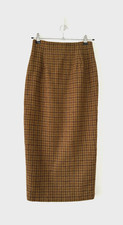 Hobbs X Marylin Tweed 100% Wool Check Maxi Skirt Vintage Lined Plaid Size 10