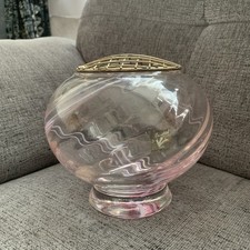 Caithness Crystal Pink Swirl Rose Bowl - Vintage Art Glass