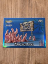 Brain Coral Fields 2025 Topps Chrome SpongeBob Blue Refractor 084/150 