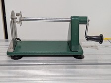 Vintage Green Metal Hand Crank Apple Peeler  with Locking Suction Base
