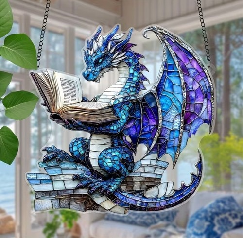 Aqua blue reading dragon - aqua,