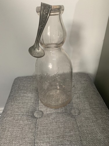 Vintage glass quart - vintage, cream