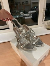 Moda in pelle swarovski crystal silver high heeled sandals in box - size 39