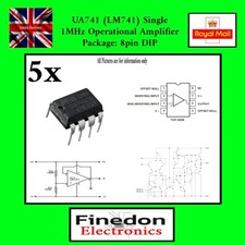5 x LM741 Op Amp IC 741, UA741 General Purpose Single OP AMP IC Dip 8