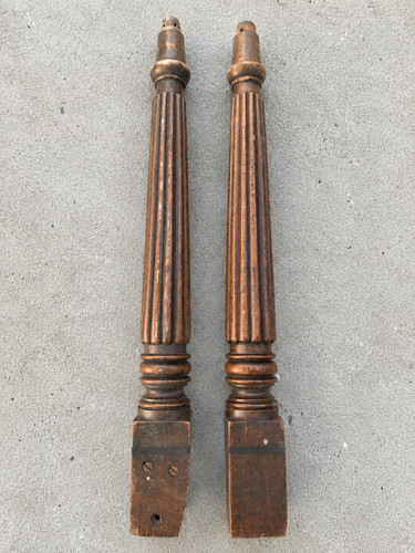 Pair antique mahogany carved - pair,