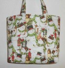 Handmade Christmas Snowmen Broom Deer Owl Fox Cardinal Rabbit Tote Purse Bag